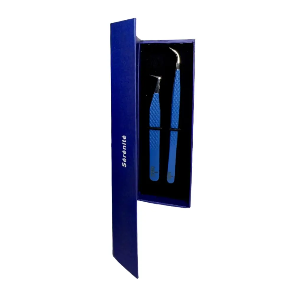 Coffret 2 pinces extensions cils - Bleu roi